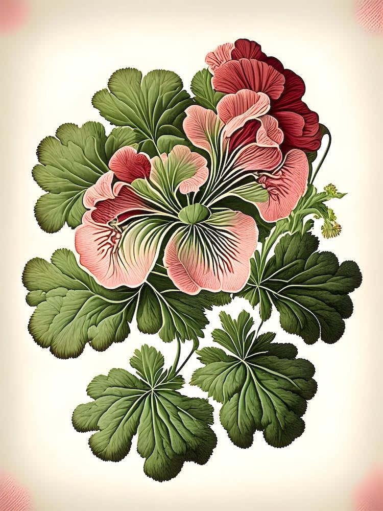 Geranium 2 Floral Botanical Vintage Poster Flower