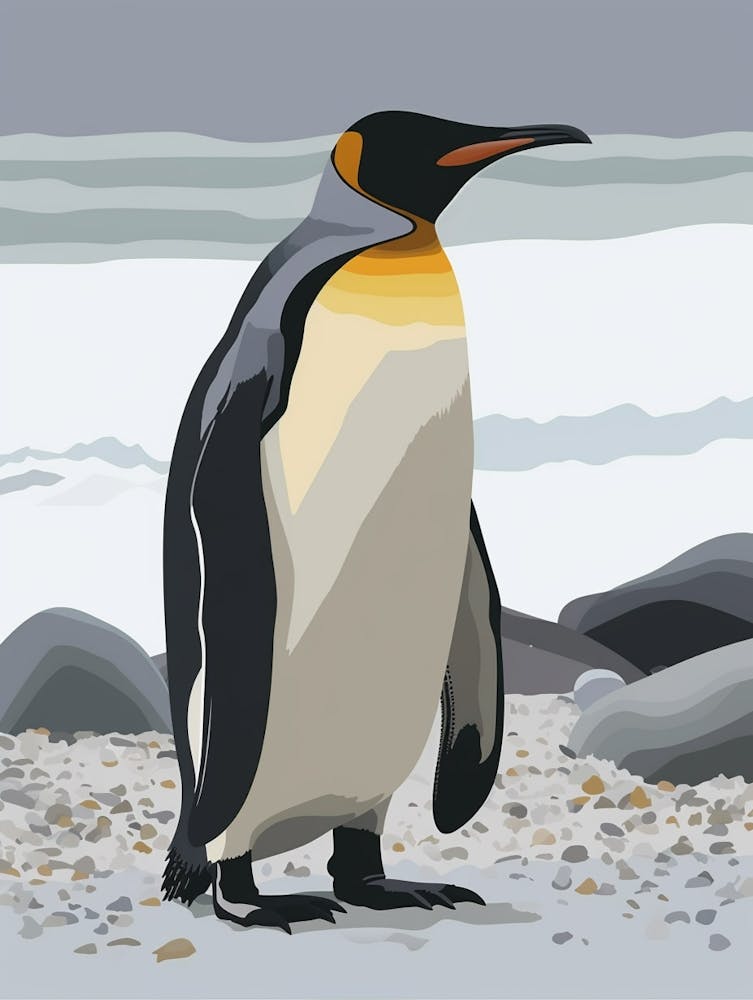 Emperor Penguin Salisbury Plain Minimalist Illustration 2