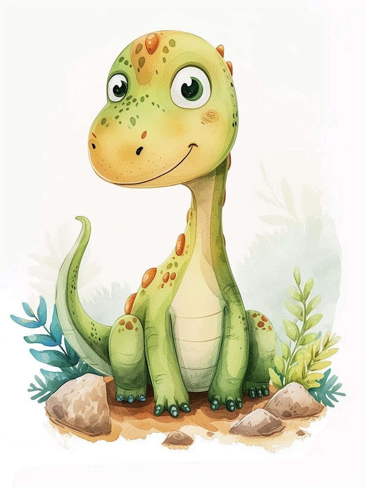 Cute Troodon Dinosaur Watercolour 3