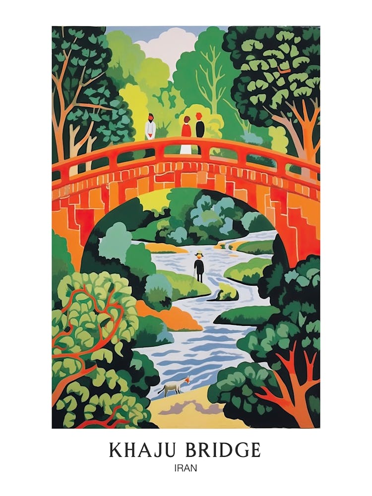 Khaju Bridge Iran Colourful 3 Travel Poster