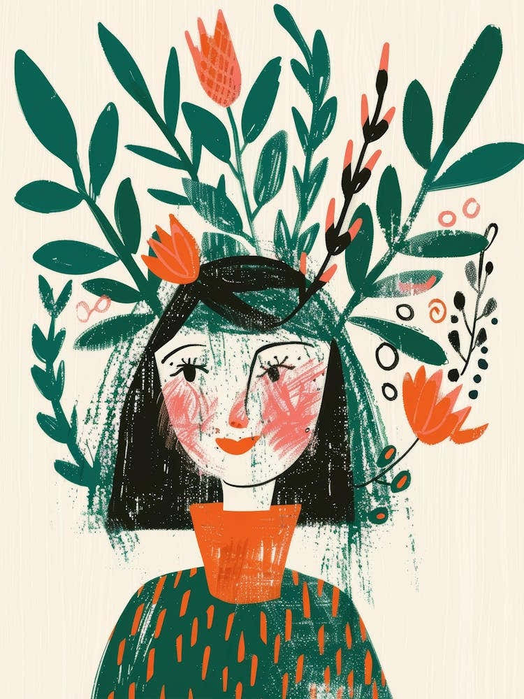 Girl With Flowers On Her Head 11