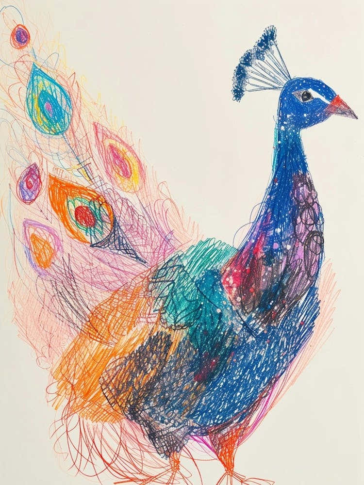 Scribble Felt Tip Peacock Portrait