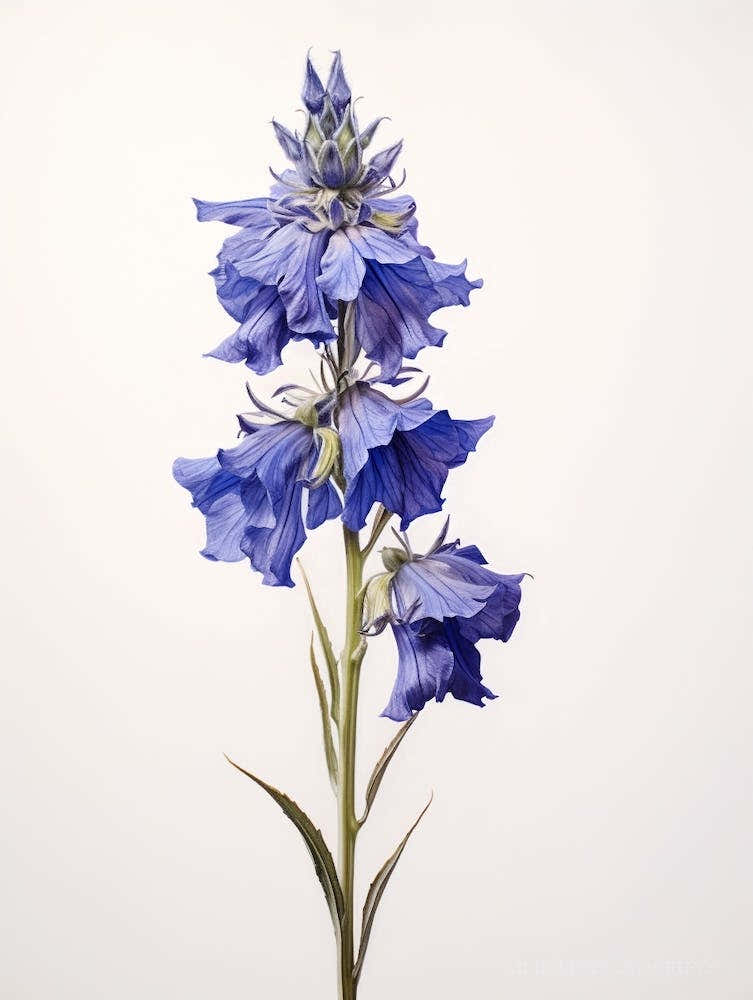 Pressed Flower Botanical Art Larkspur 1