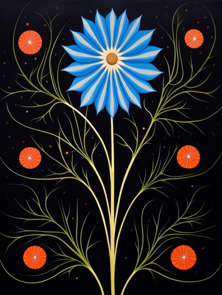 Nigella 5 Hilma Af Klint Inspired Flower Illustration