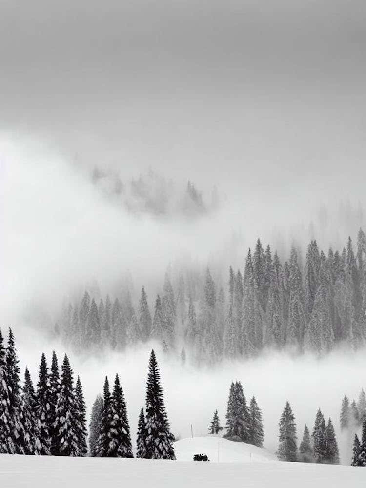 Turoa, New Zealand Black And White Skiing Poster