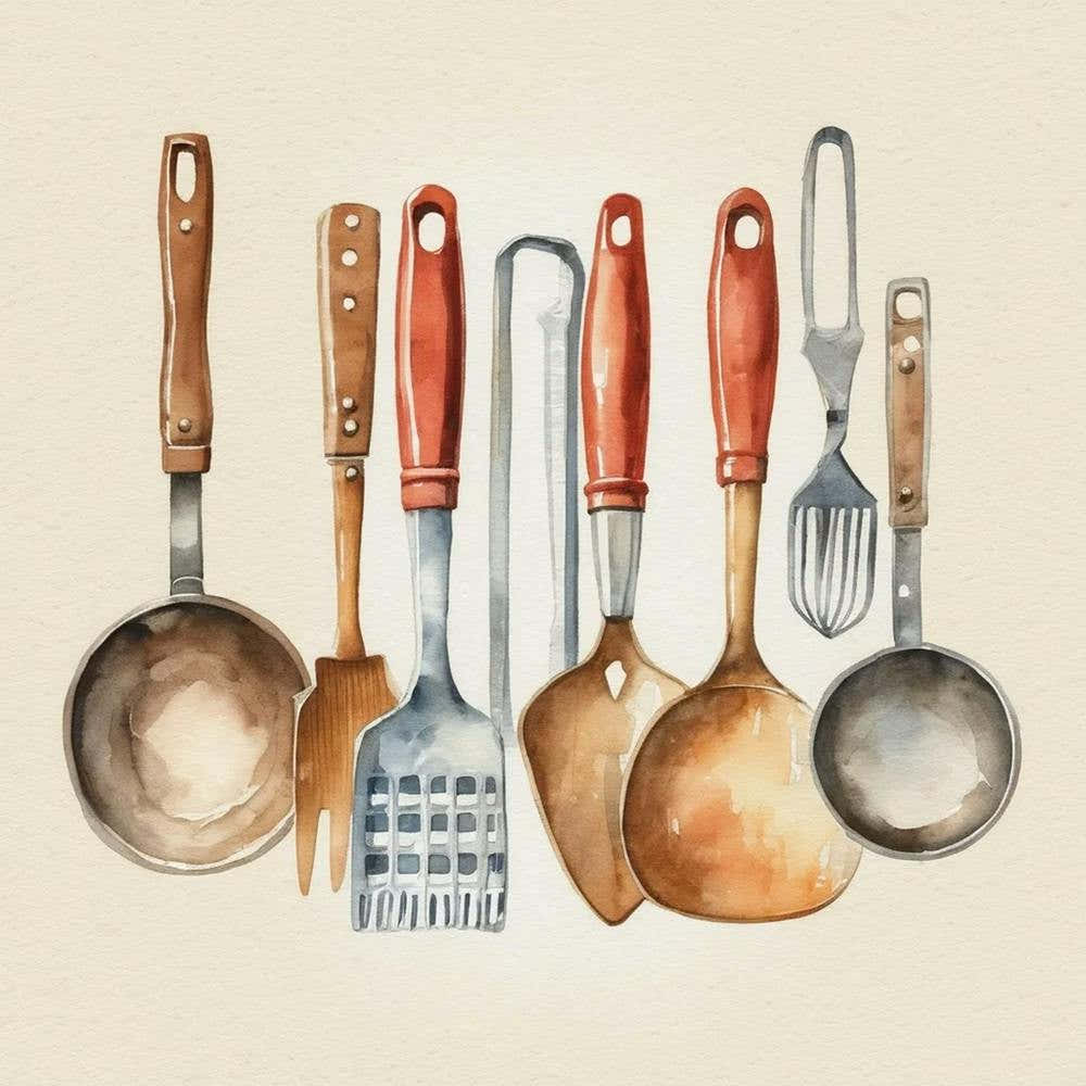 Watercolor Kitchen Utensils