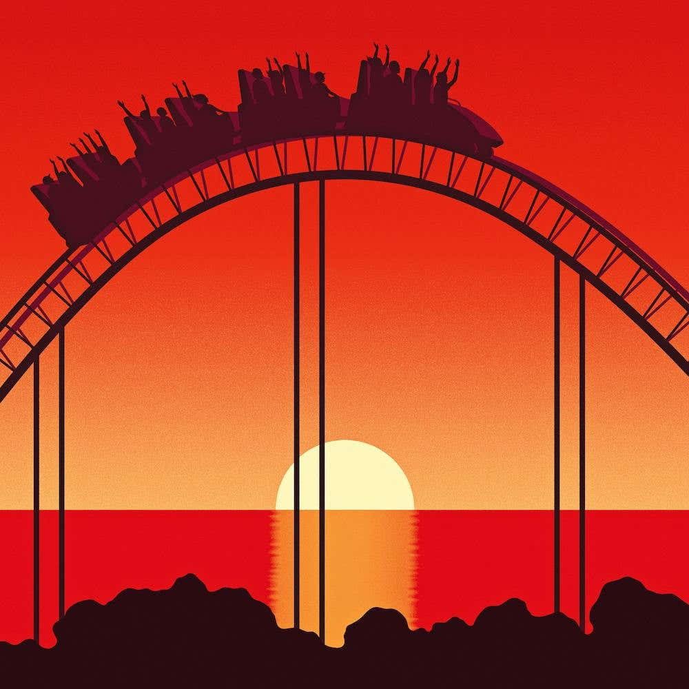 Rollercoaster At Sunset Square