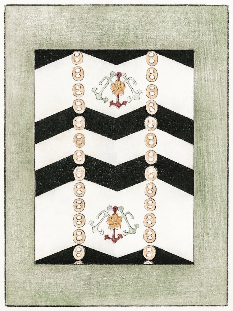 Geometric Pattern With Nautical Motif Illustration, Shin Bijutsukai