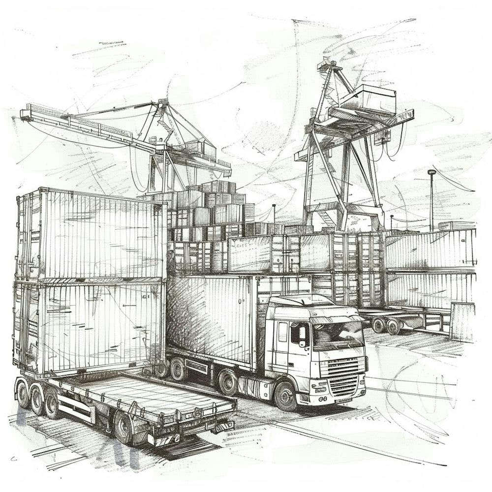 Sketch Of A Container Ship