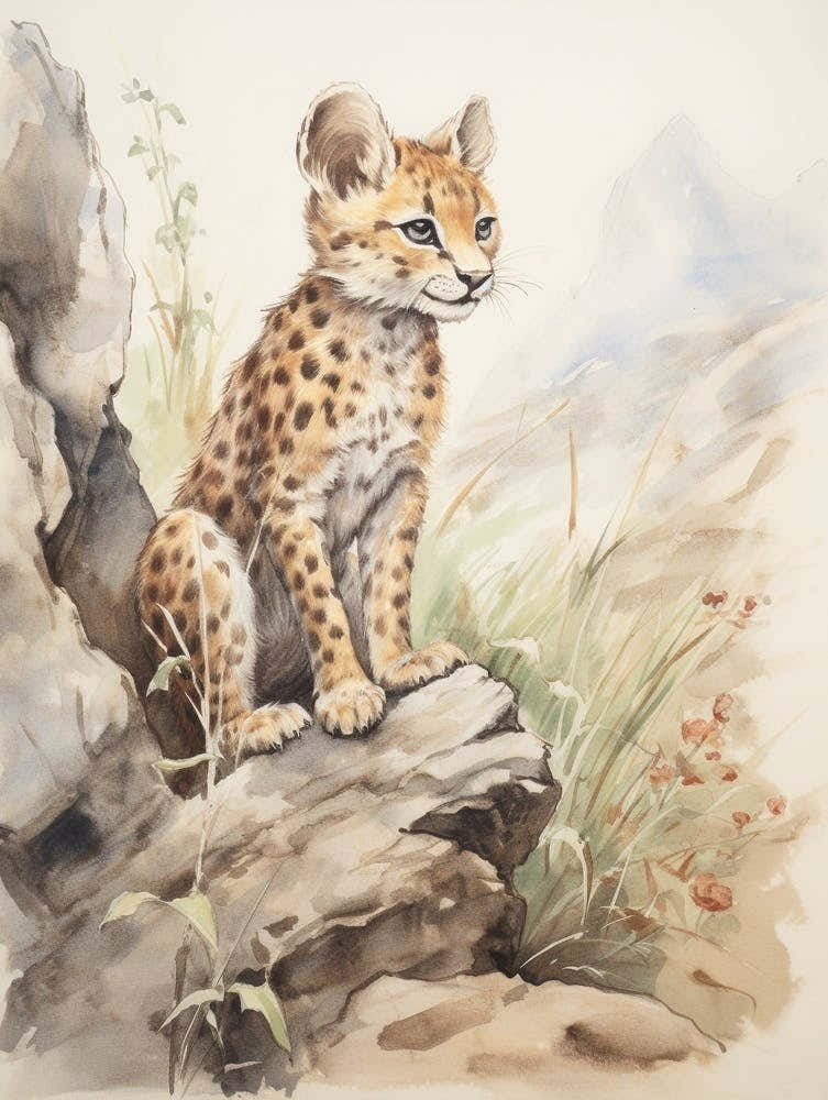 Storybook Animal Watercolour Cheetah 2
