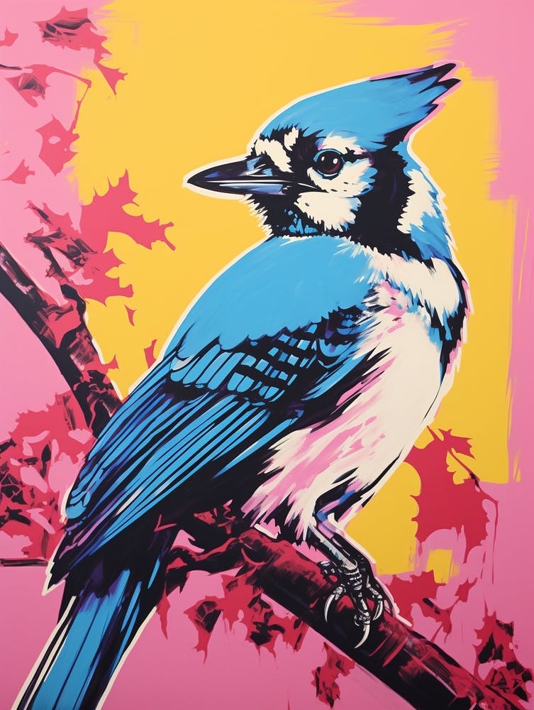 Andy Warhol Style Bird Blue Jay 1