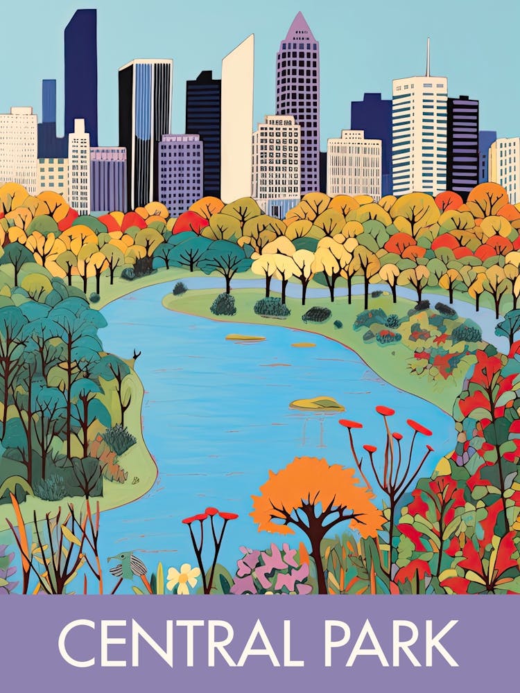 Central Park New York Travel Print Painting Cute