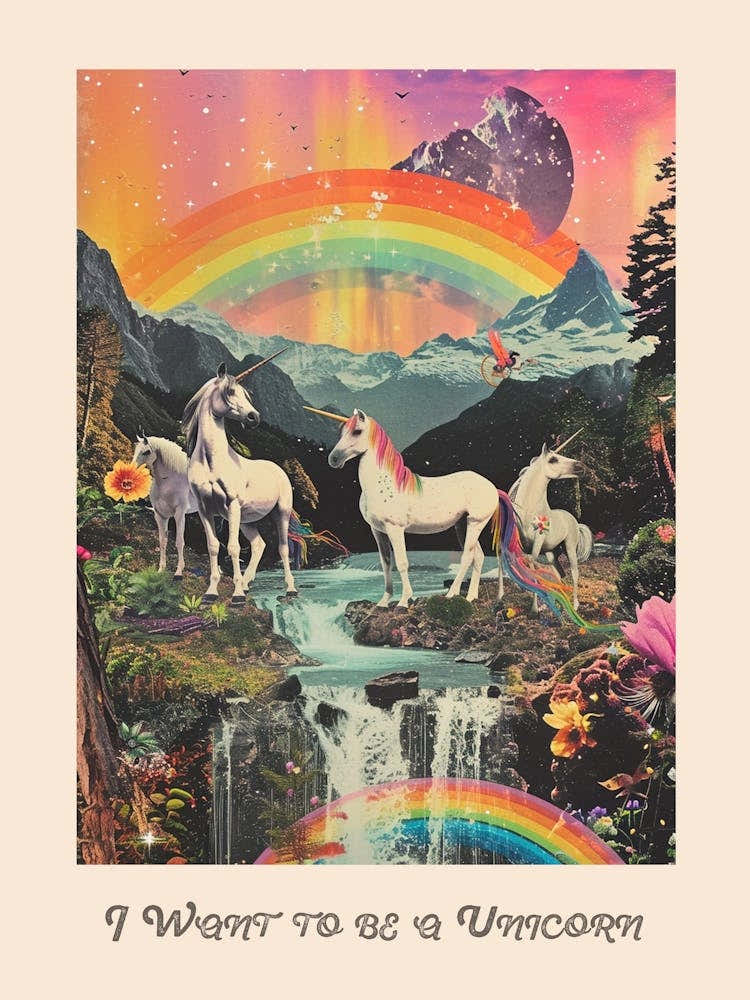 I Want To Be A Unicorn Kitsch Poster