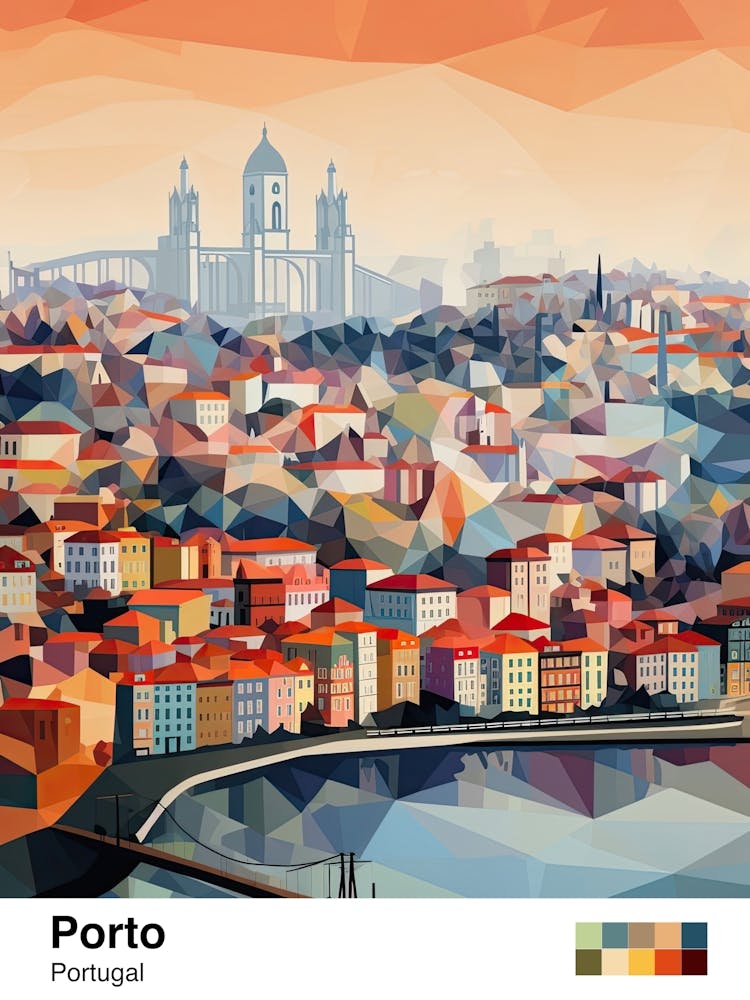 Porto, Portugal, Geometric Illustration 2 Poster