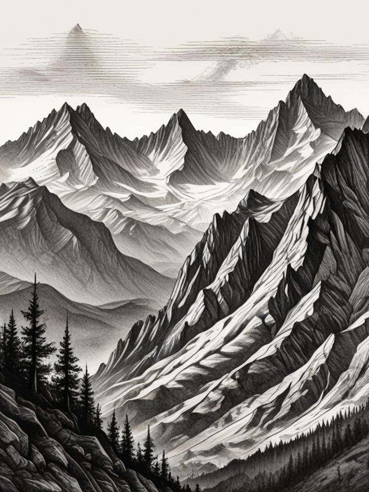 Monochrome Mountain Landscape (4)