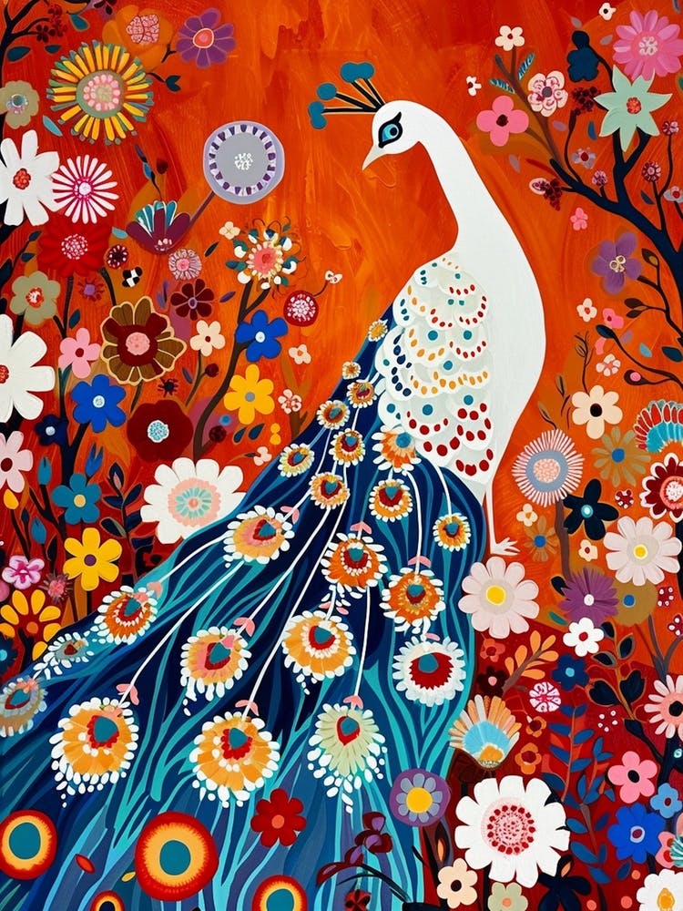 White Peacock Painting 4