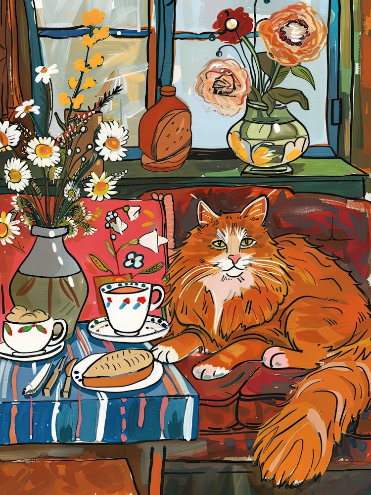 Tea Time With A Maine Coon Cat 2