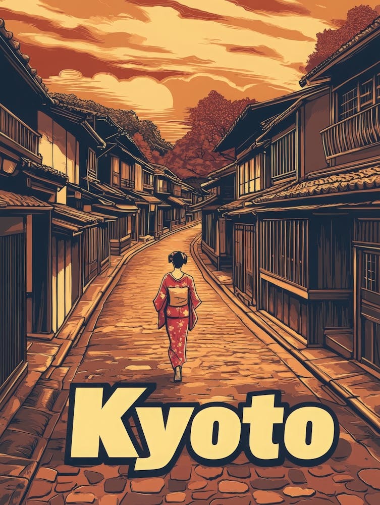 Aihrgdesign A Retro Travel Poster For Kyoto 3