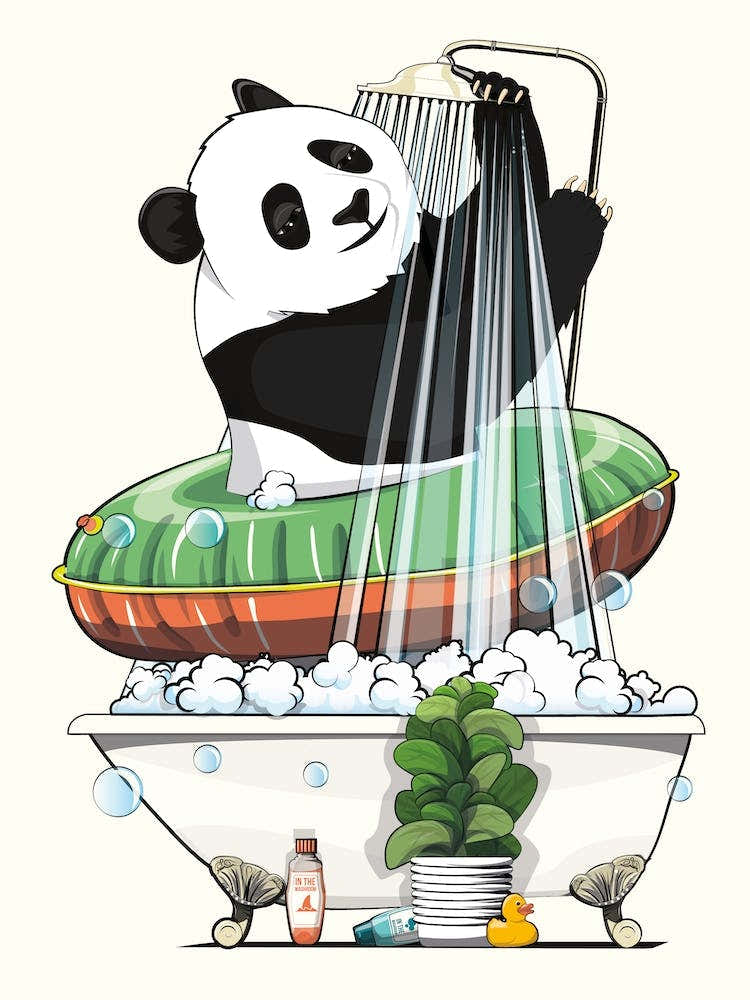 Panda In The Shower