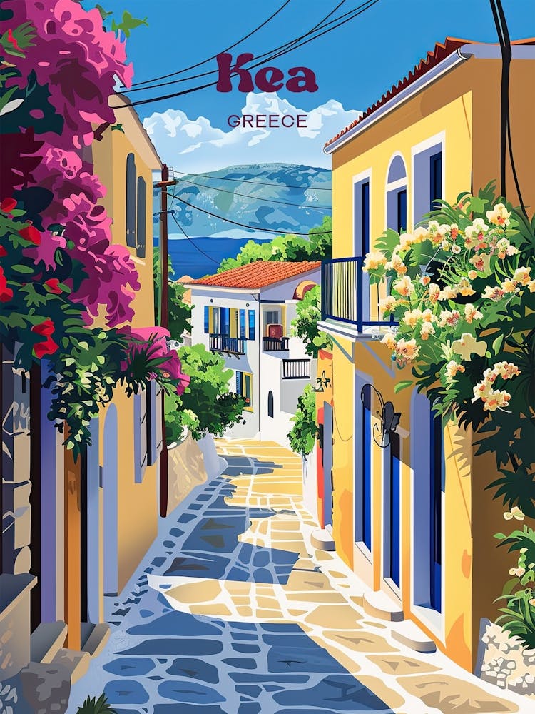 Kea Greece Street Digital Travel Art