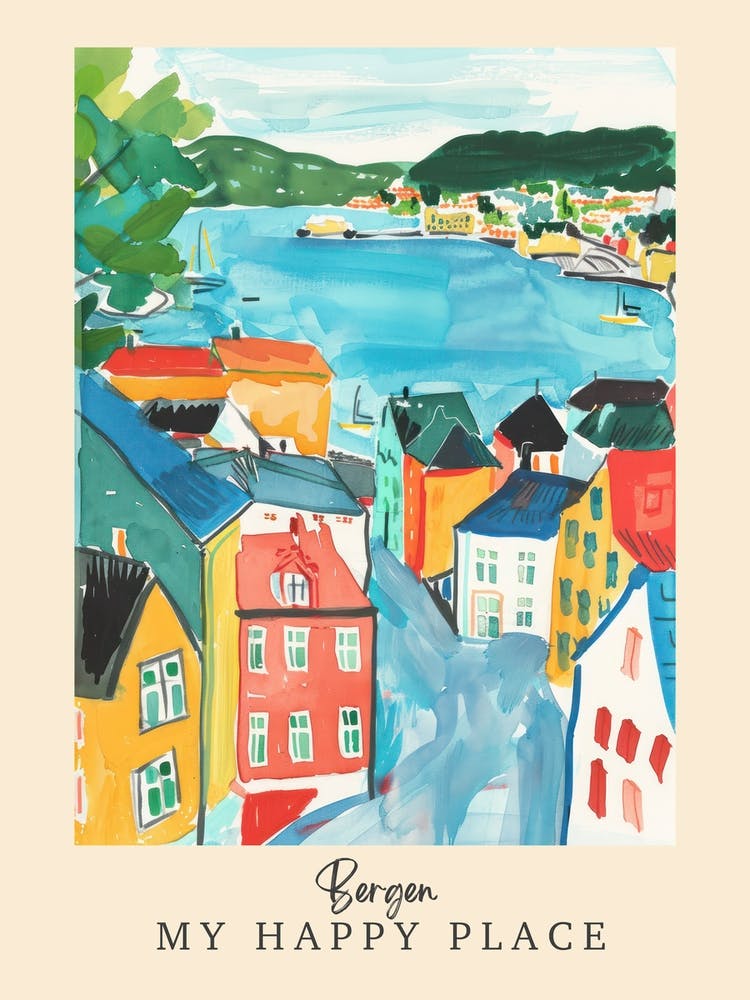 My Happy Place Bergen 3 Travel Poster