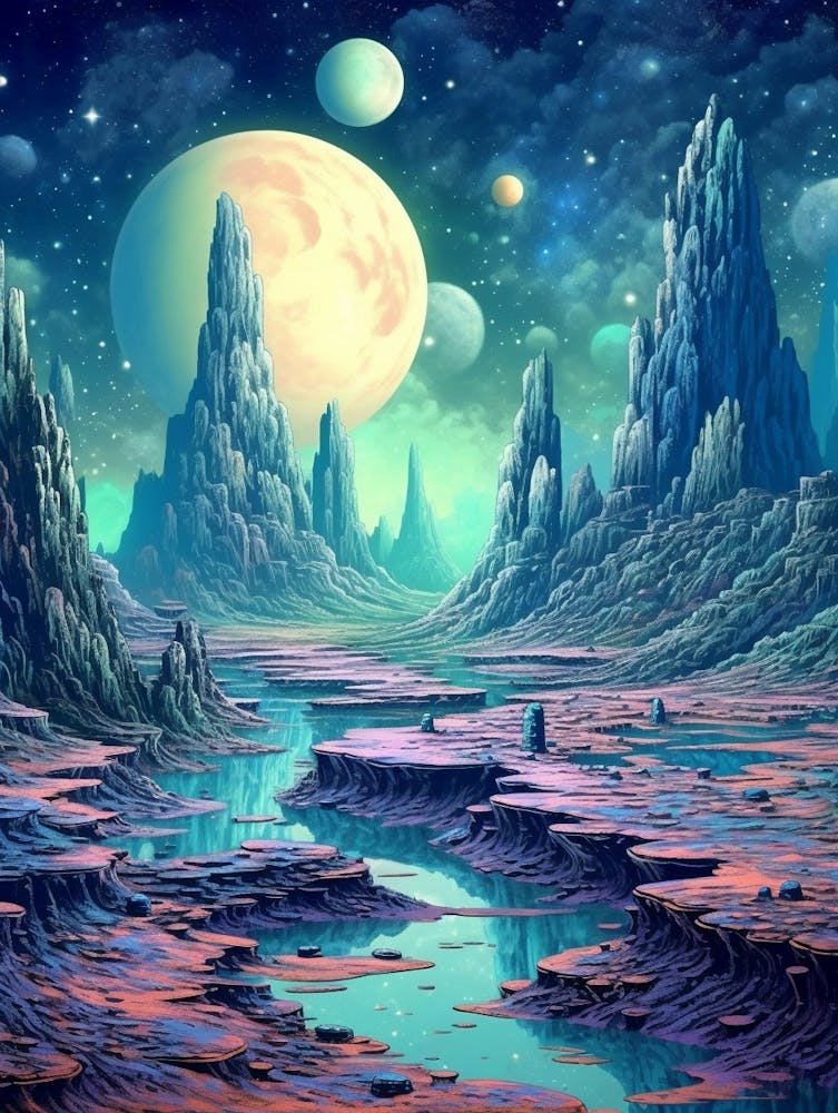 Lunar Landscape Pixel Art 1