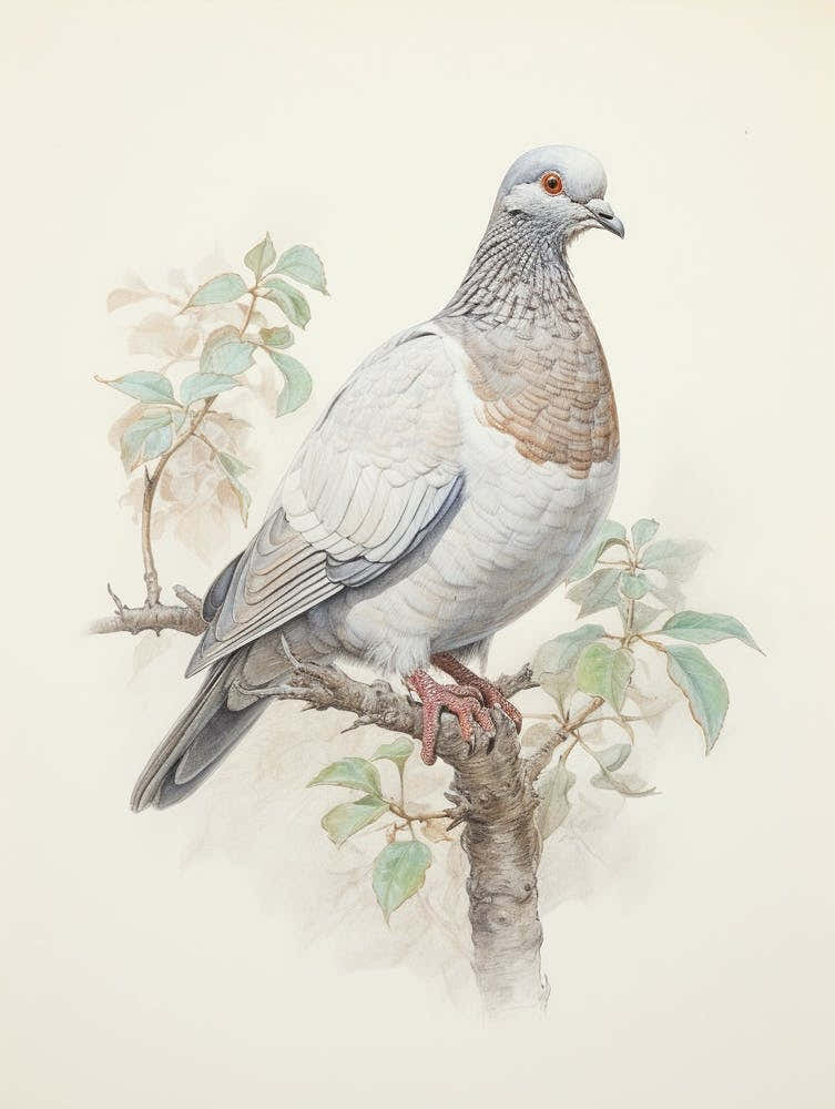Vintage Bird Drawing Pigeon 3
