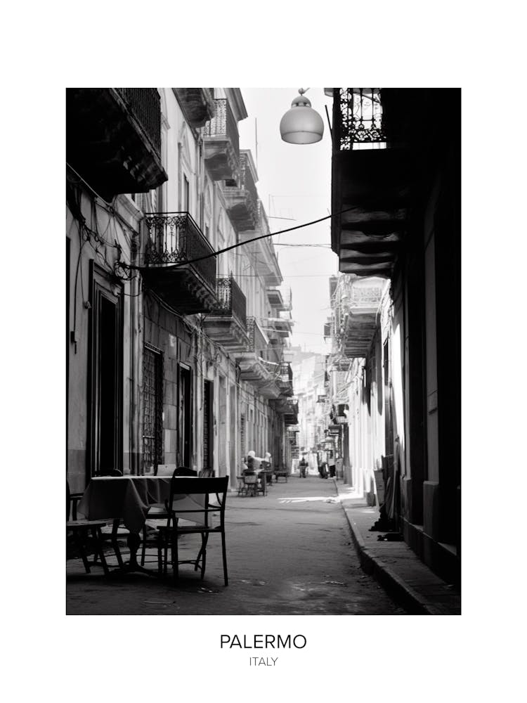 Poster Of Palermo, Italy, Black And White Photo 2