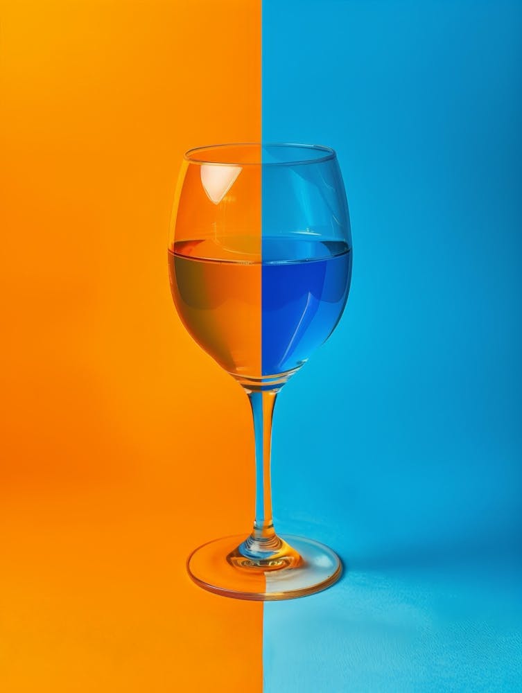Blue And Orange Wine Glass