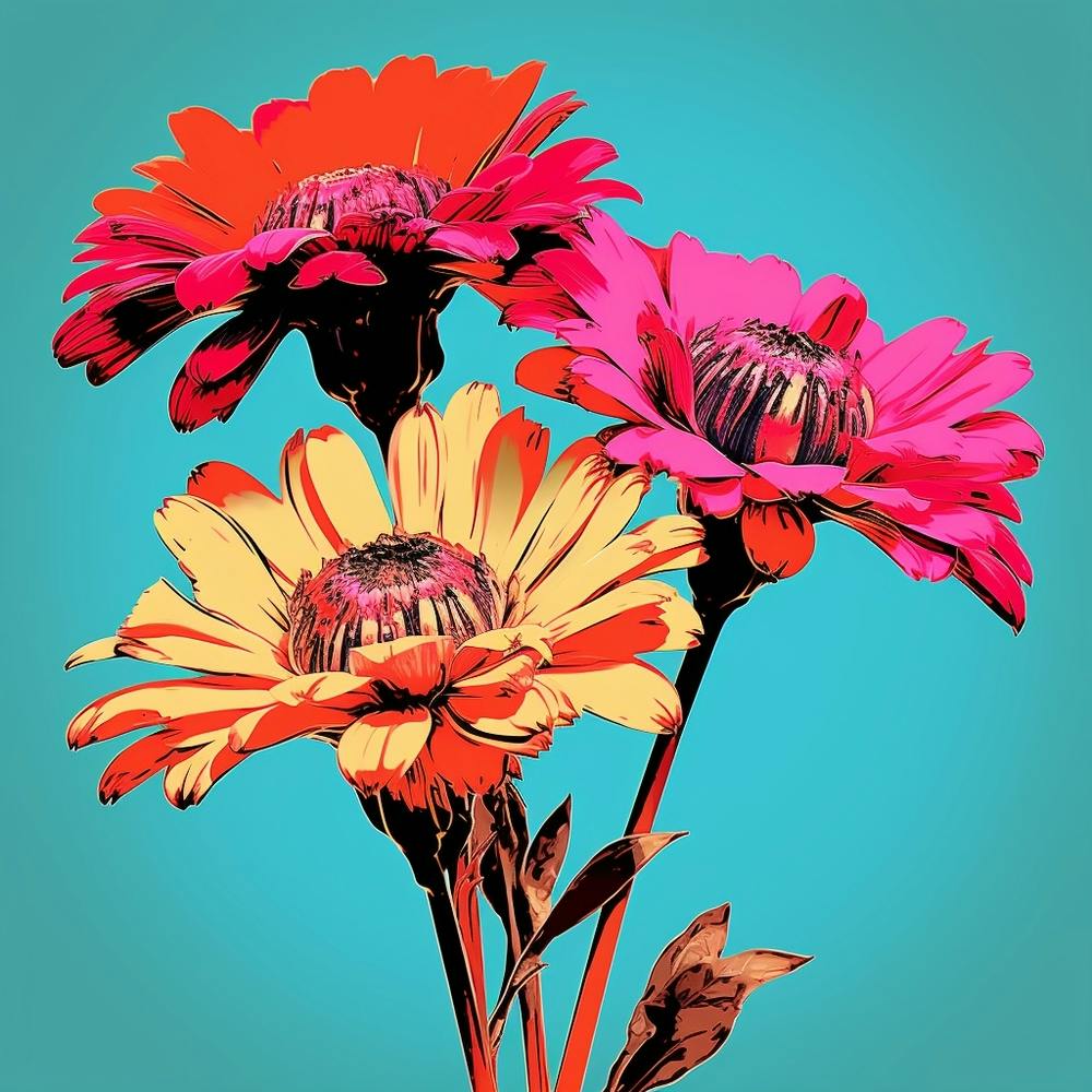 Andy Warhol Style Pop Art Flowers Gaillardia 4 Square