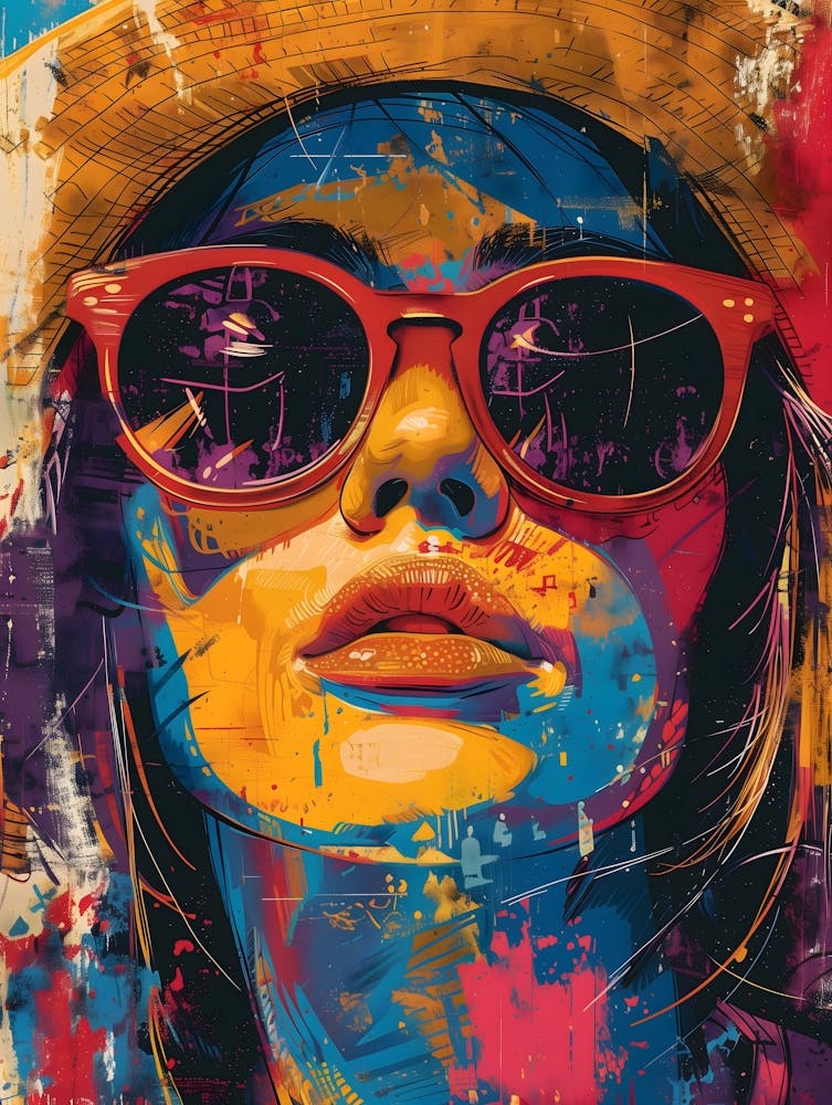 Girl In Sunglasses, Vibrant, Bold Colors, Pop Art