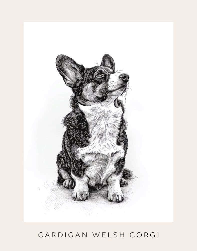 Cardigan Welsh Corgi Line Sketch 1 Poster