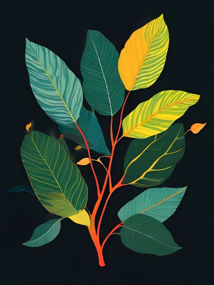 Leaves On Black Background