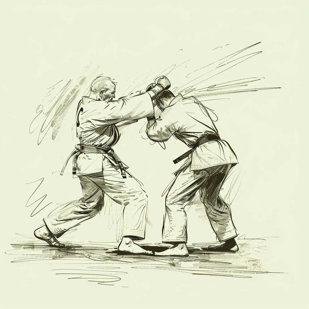 A Karate Sparring Hand Drawn Sketch Illustration 1718704193 2