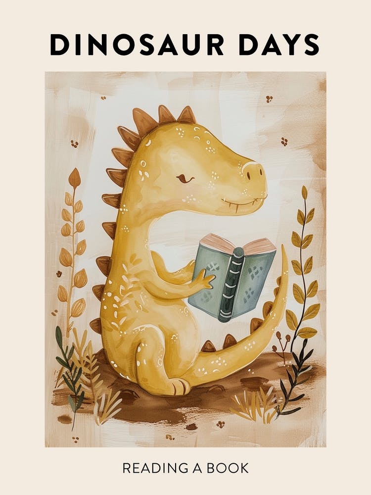 Dinosaur Reading A Book Poster 2