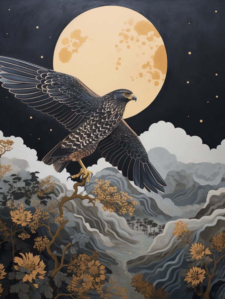 Eurasian Sparrowhawk 3 Gold Detail Painting