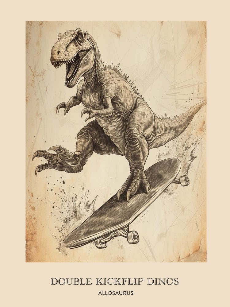 Allosaurus Vintage Dinosaur Poster 1