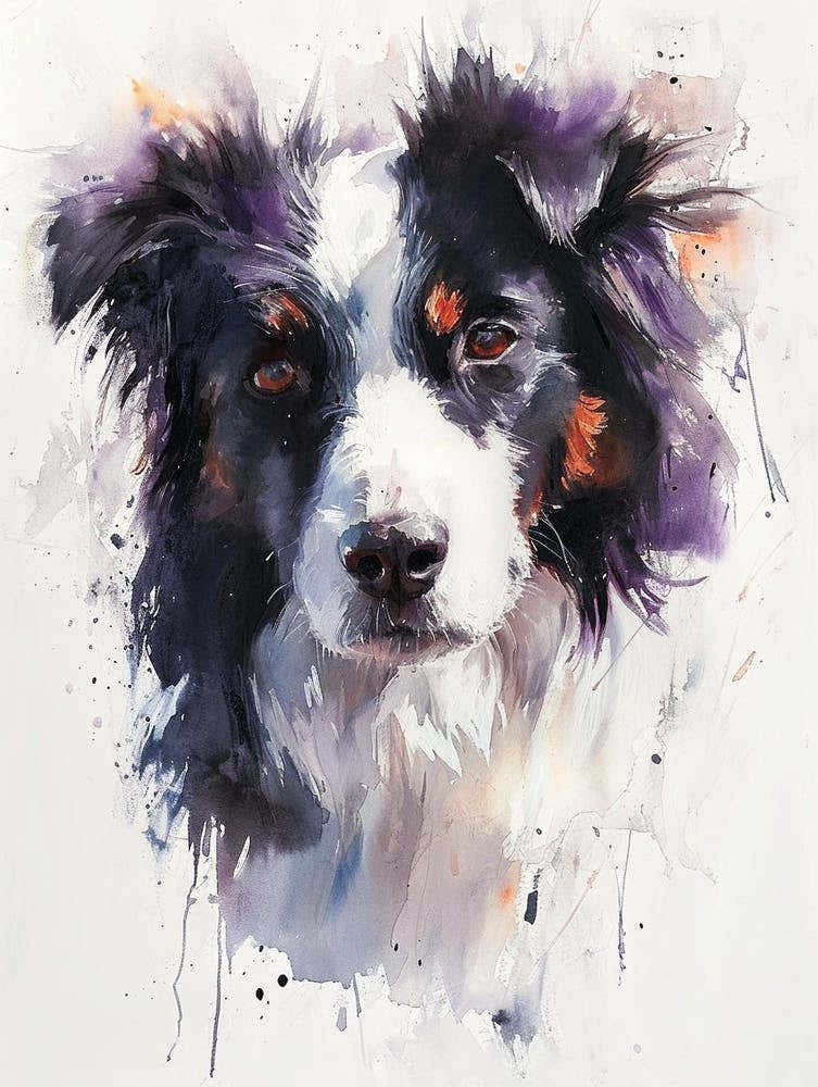 Border Collie Watercolor Painting 2