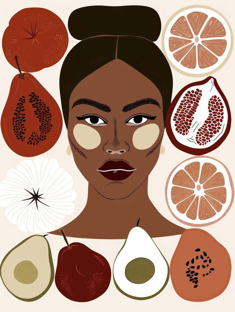 Woman With Fruits On Her Face