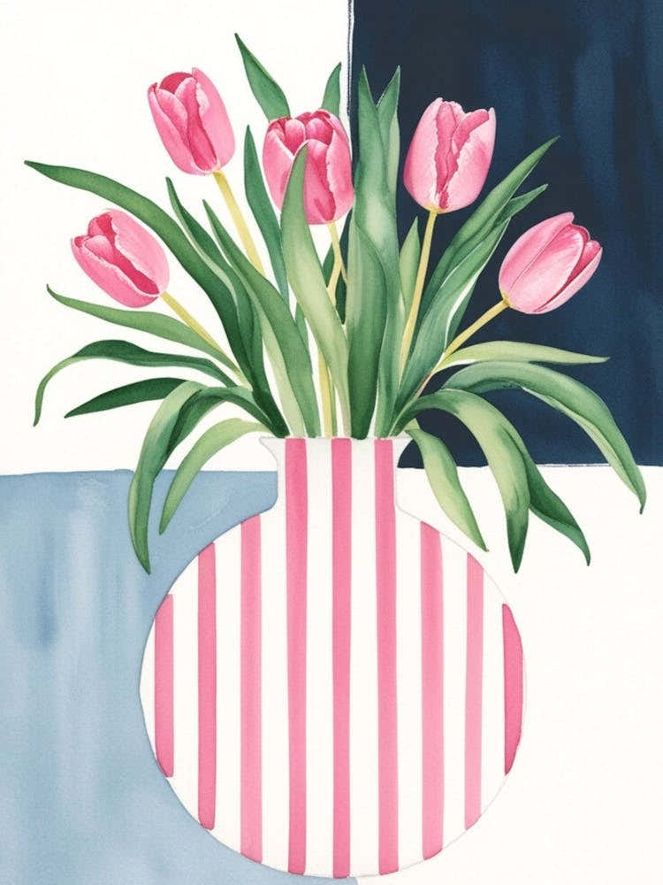 Pink Tulips In Vase