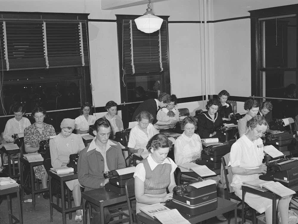 Untitled Photo, Possibly Related To Typing Class At The San Diego Vocational School, During The Day High School
