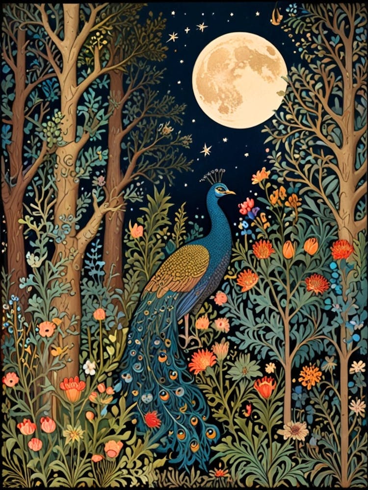 William Morris Peacock In The Forest 7