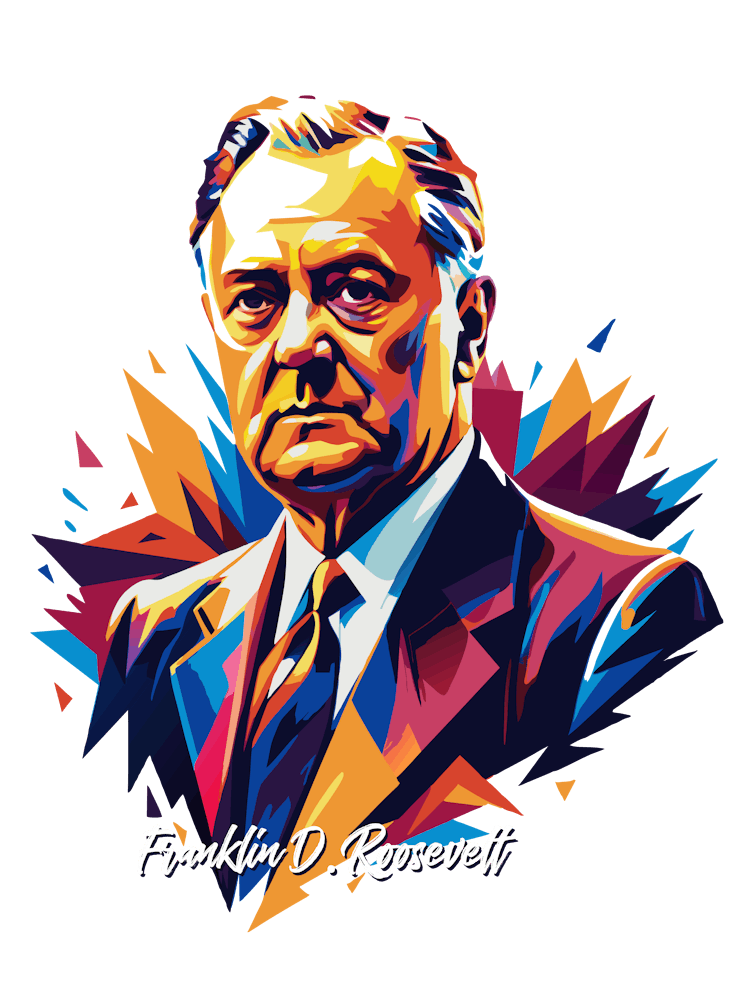 Franklin D Rosevelt Portrait WPAP Pop Art