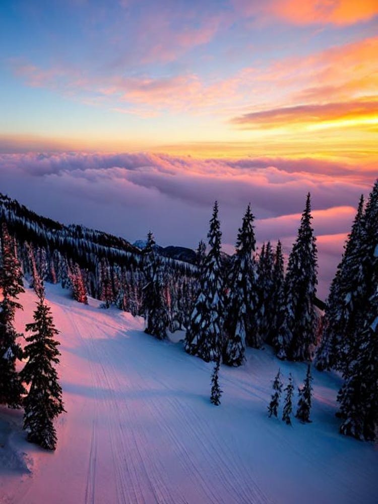 Pitztal, Austria Sunrise Skiing Poster