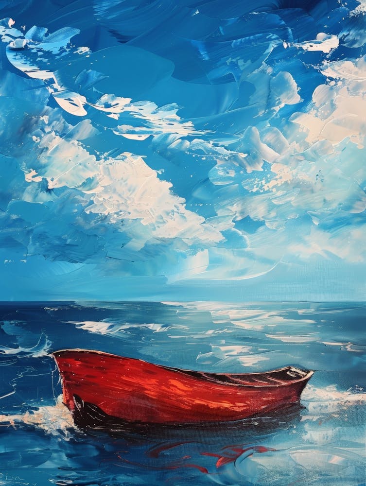 Red Boat In The Sea 1