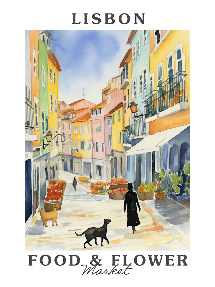 Food Market With Cats In Lisbon 2 Poster
