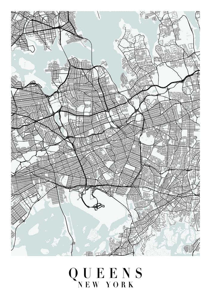 Queens New York Street Map Minimal Color