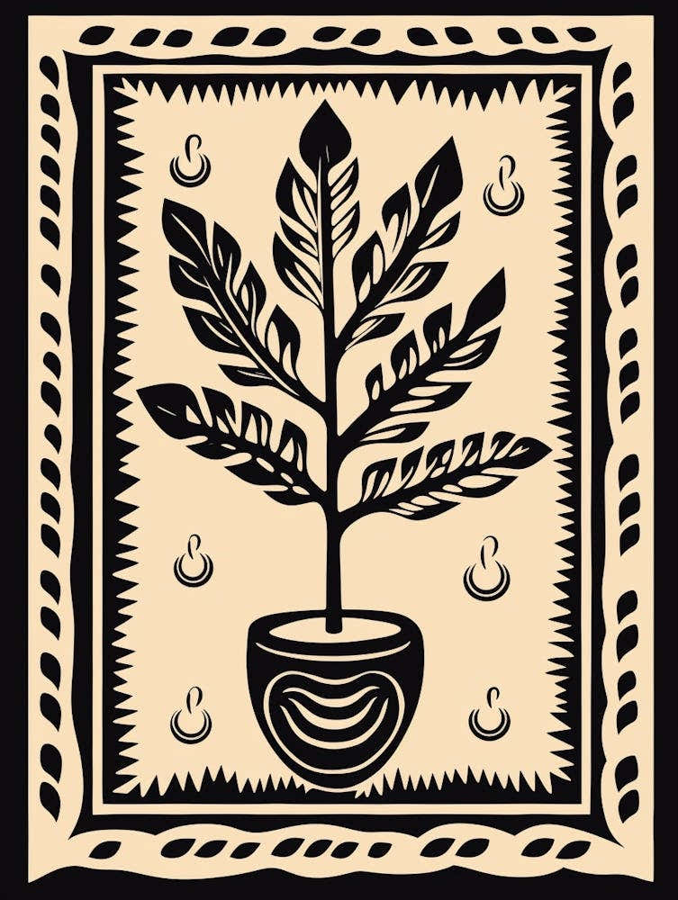 B&W Plant Illustration Zz Plant 14