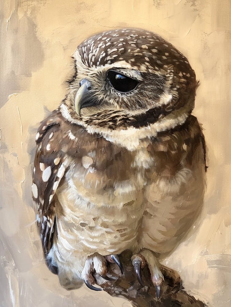 Collared Scops Owl Painting 3