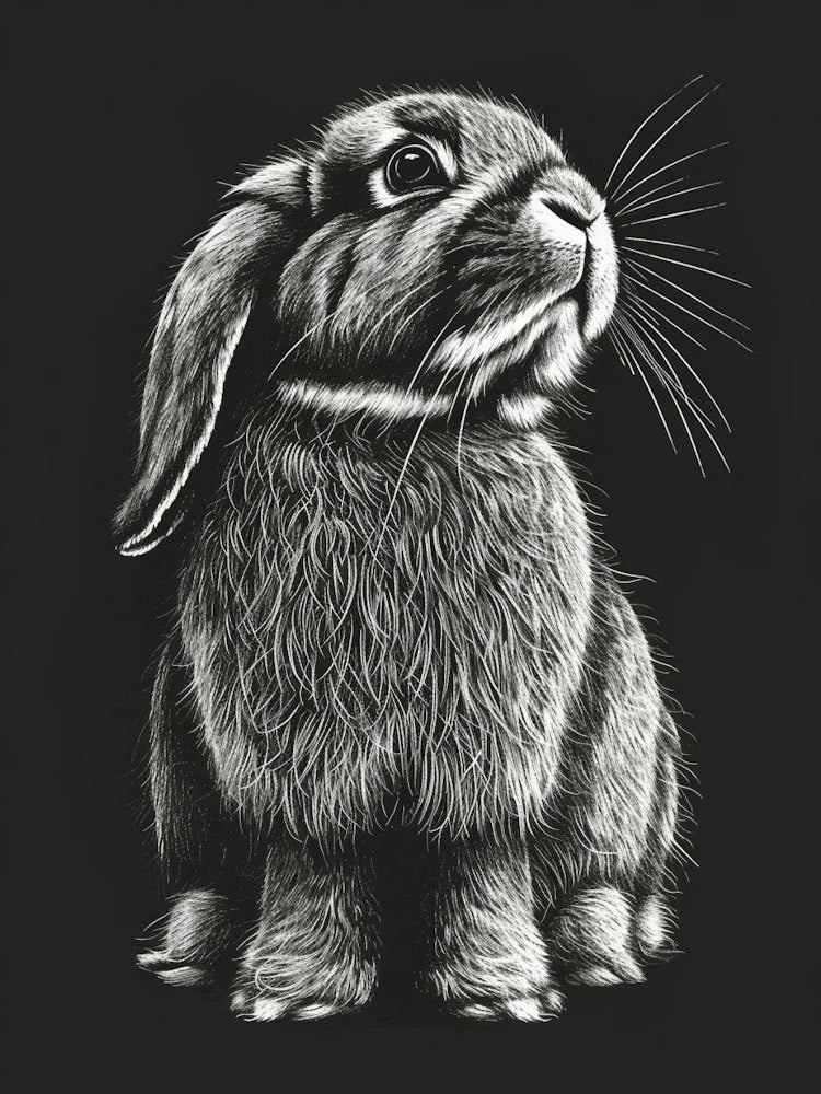 French Lop Blockprint Rabbit Illustration 3